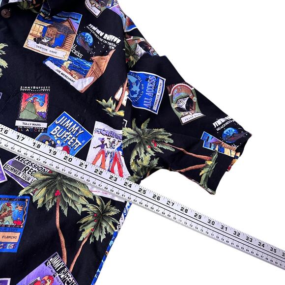 Vintage Jimmy Buffett Margaritaville Hawaiian Shirt Men’s Large Black Button USA - Picture 10 of 13